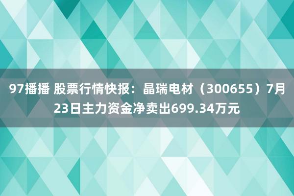 97播播 股票行情快报：晶瑞电材（300655）7月23日主力资金净卖出699.34万元