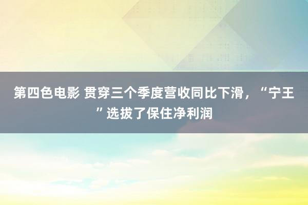 第四色电影 贯穿三个季度营收同比下滑，“宁王”选拔了保住净利润