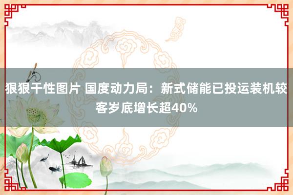 狠狠干性图片 国度动力局：新式储能已投运装机较客岁底增长超40%