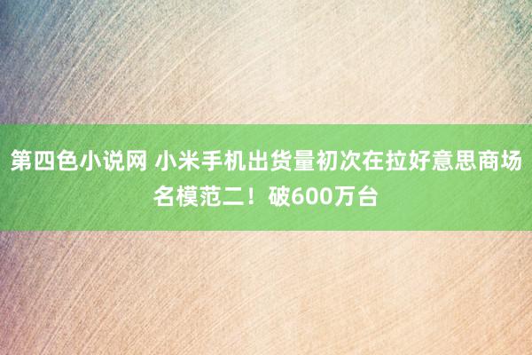 第四色小说网 小米手机出货量初次在拉好意思商场名模范二！破600万台