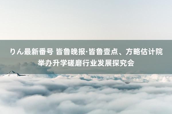 りん最新番号 皆鲁晚报·皆鲁壹点、方略估计院举办升学磋磨行业发展探究会